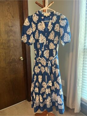 Blue Casual Summer Spring V-Neck Dress